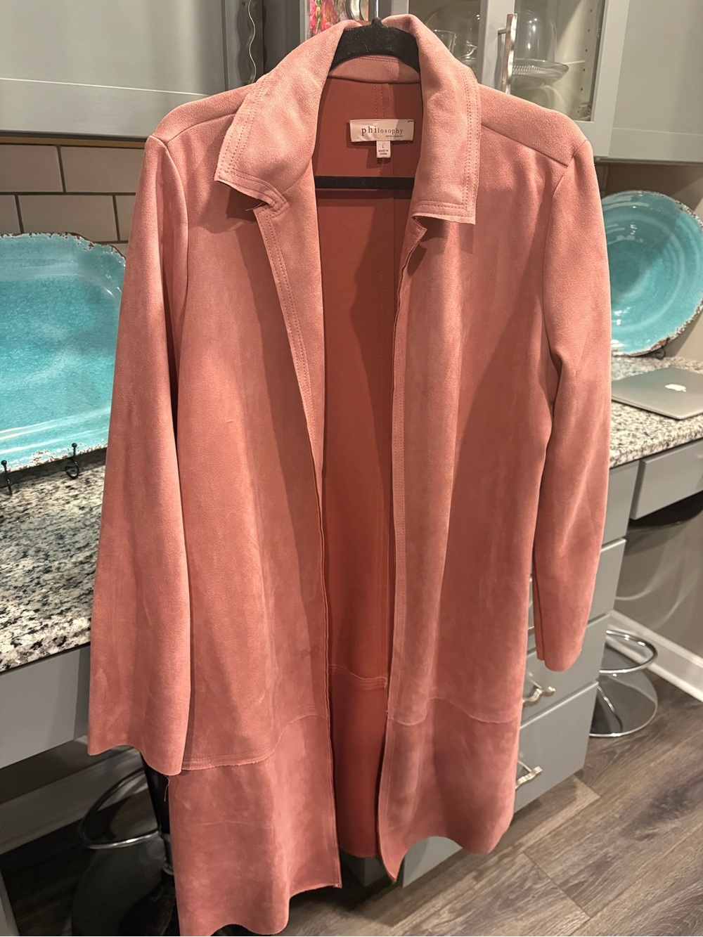 Philosophy Pink Faux Suede Open-Front Coat